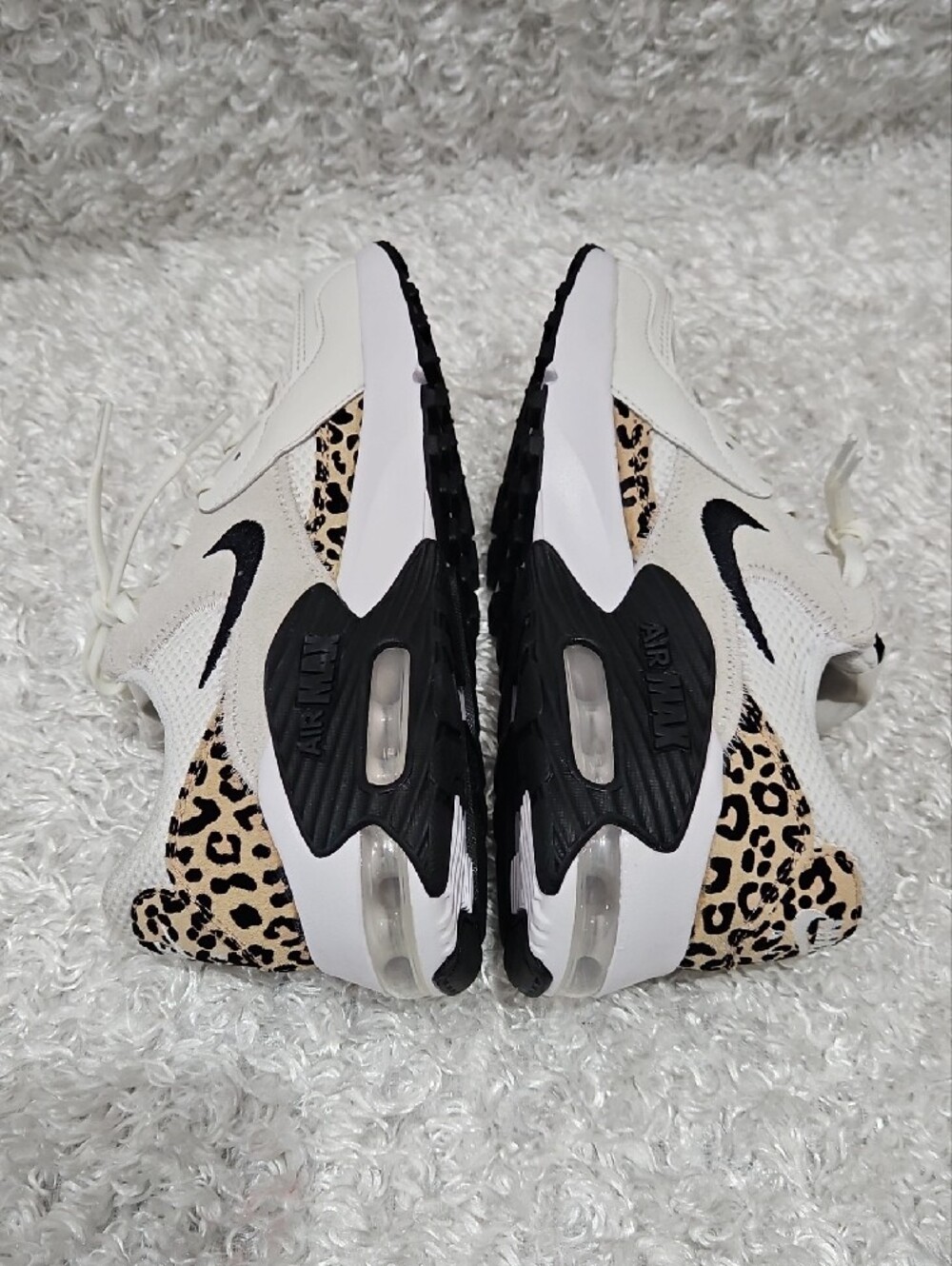 Nike Women's Air Max Sneakers in White, Black and Leopard Print - Picture 6 of 10